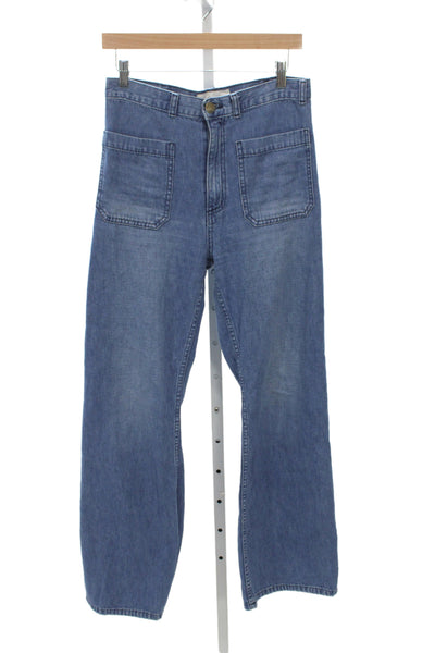 The Great Womens Wide-Leg Jeans Blue Cotton Blend High Rise Size 26