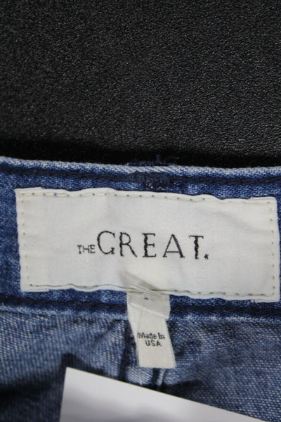 The Great Womens Wide-Leg Jeans Blue Cotton Blend High Rise Size 26