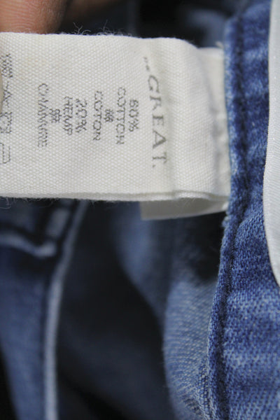 The Great Womens Wide-Leg Jeans Blue Cotton Blend High Rise Size 26