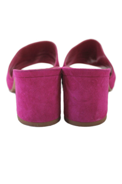Manolo Blahnik Womens Suede Open Toe Block Heels Pink Size 5
