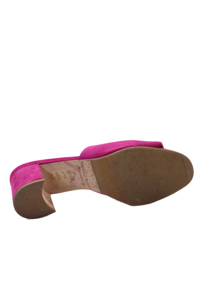 Manolo Blahnik Womens Suede Open Toe Block Heels Pink Size 5