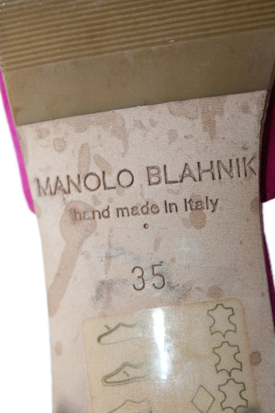 Manolo Blahnik Womens Suede Open Toe Block Heels Pink Size 5