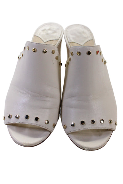Jimmy Choo Womens Classic Leather Block Pumps White Size 5