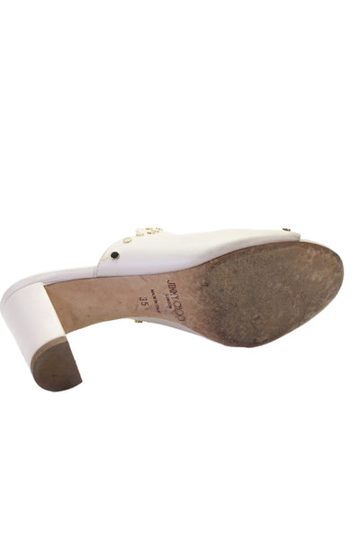 Jimmy Choo Womens Classic Leather Block Pumps White Size 5