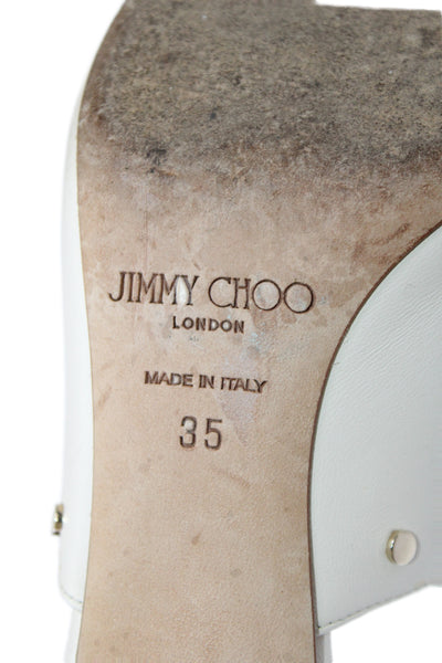 Jimmy Choo Womens Classic Leather Block Pumps White Size 5