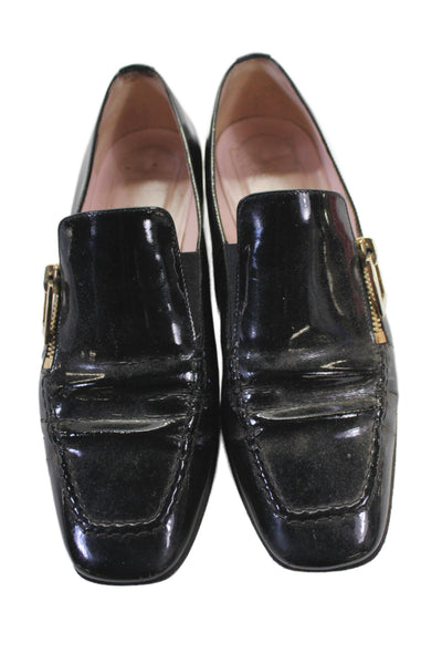 Roger Vivier Womens Polly Side Zip Loafers Black Size 4.5