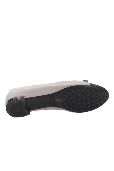 Tods Women Leather Colorblock Flats Tan Black Size 5