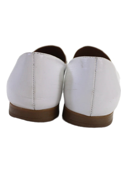 Aquatalia Women Almond Toe Buckled Loafers Size 5 White