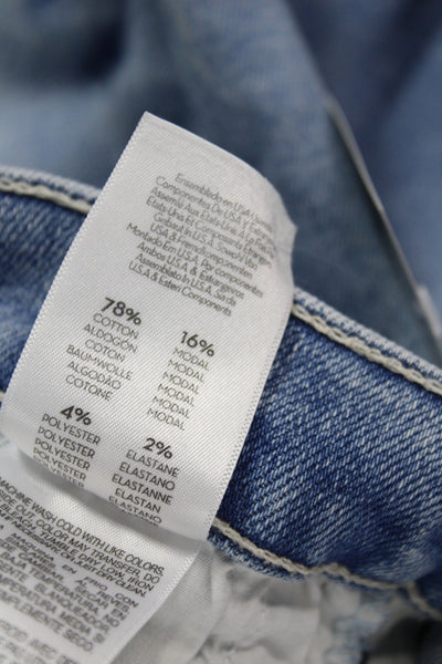 Mother Women Cropped Jeans Blue Mid Rise Cotton Blend Inseam 26 Size 34