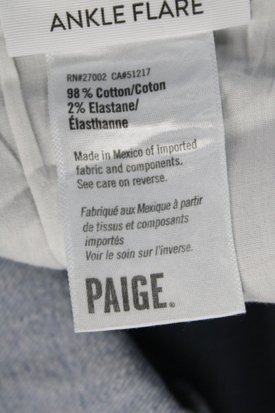 Paige Women Ankle Jeans Blue Mid Rise Cotton Inseam 25 Size 32