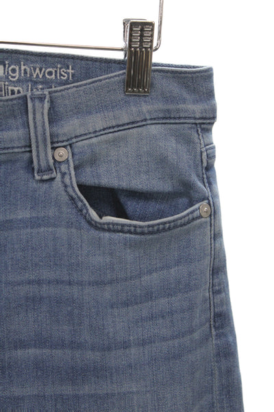 7 For All Mankind Womens Cropped Blue High Rise Jeans Cotton Blend Size 30