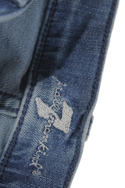 7 For All Mankind Womens Cropped Blue High Rise Jeans Cotton Blend Size 30