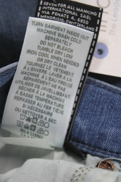 7 For All Mankind Womens Cropped Blue High Rise Jeans Cotton Blend Size 30