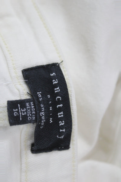 Sanctuary Womens Cropped White Jeans Mid Rise 25 Inseam Size 33
