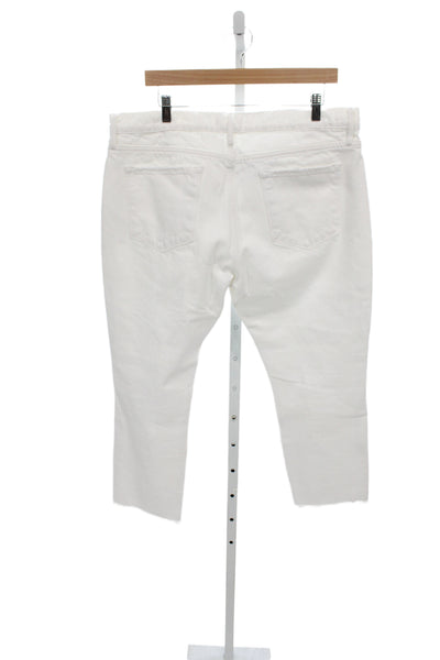 Frame Womens White Cropped Mid Rise Jeans Cotton Blend Size 32