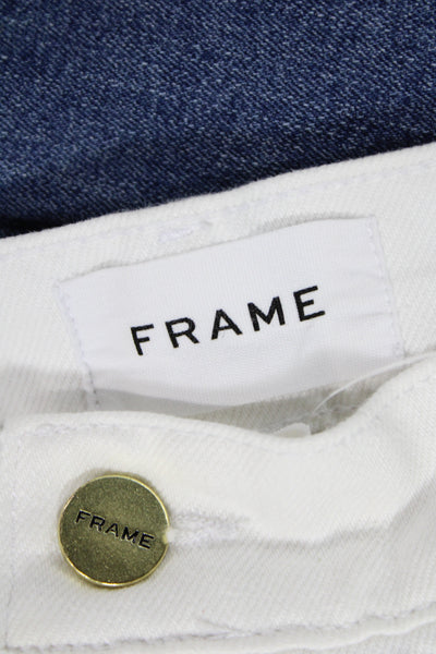 Frame Womens White Cropped Mid Rise Jeans Cotton Blend Size 32