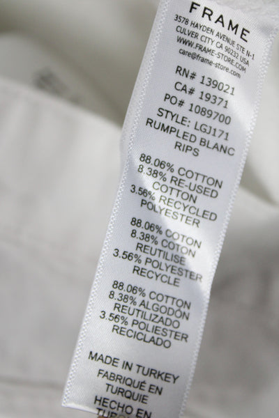 Frame Womens White Cropped Mid Rise Jeans Cotton Blend Size 32