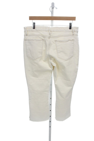 Frame Womens Cropped Ivory Cotton Blend Jeans Zip Closure Size 32