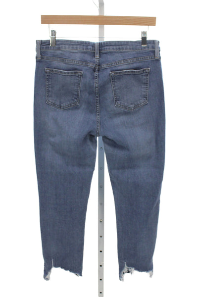 Just Black Womens Cropped Blue Mid Rise Cotton Blend Jeans Size 31
