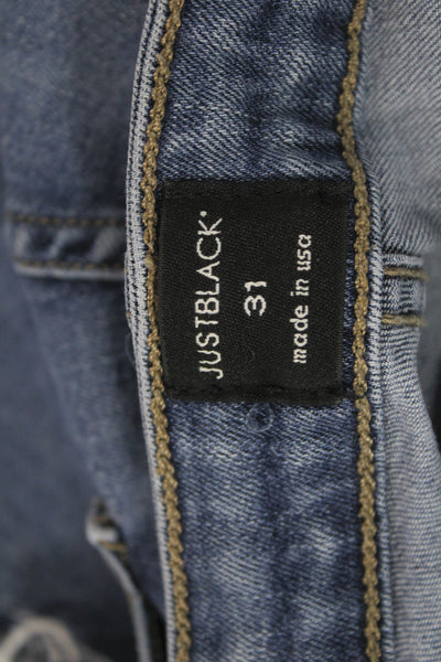 Just Black Womens Cropped Blue Mid Rise Cotton Blend Jeans Size 31