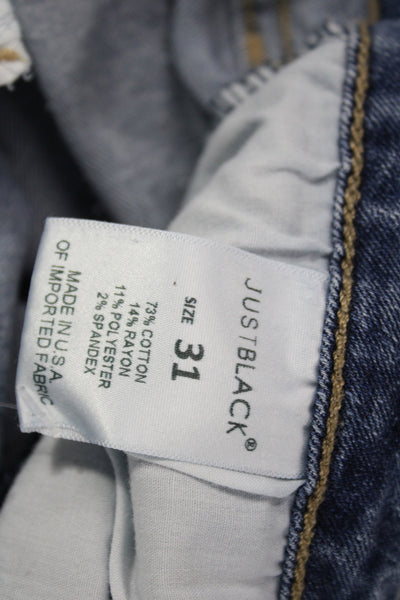 Just Black Womens Cropped Blue Mid Rise Cotton Blend Jeans Size 31