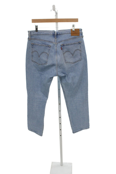 Levis Women Straight Jeans Blue Cotton Blend Mid Rise 28 Inseam 90s Size 32