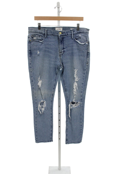 Frame Womens Straight Jeans Blue Mid Rise Cotton Blend Size 32
