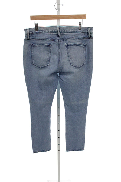 Frame Womens Straight Jeans Blue Mid Rise Cotton Blend Size 32
