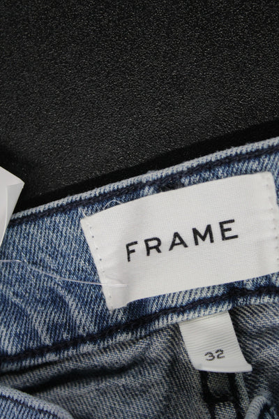 Frame Womens Straight Jeans Blue Mid Rise Cotton Blend Size 32