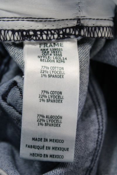 Frame Womens Straight Jeans Blue Mid Rise Cotton Blend Size 32