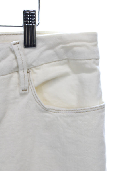 Frame Women Bootcut Jeans Ivory Cotton Blend Mid Rise Size 33