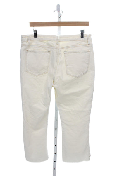 Frame Women Bootcut Jeans Ivory Cotton Blend Mid Rise Size 33