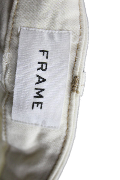 Frame Women Bootcut Jeans Ivory Cotton Blend Mid Rise Size 33