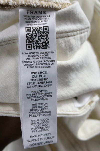 Frame Women Bootcut Jeans Ivory Cotton Blend Mid Rise Size 33