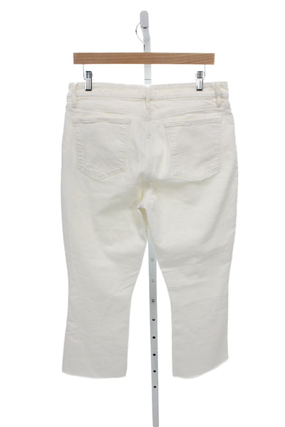 Frame Women Designer Bootcut Jeans Ivory Mid Rise Button Cotton Blend Size 33
