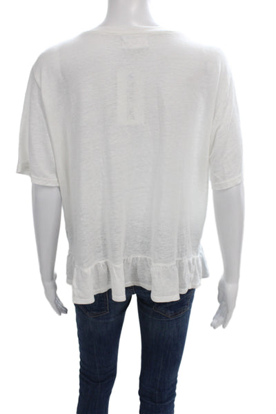 Velvet by Graham & Spencer Womens Basic Linen V Neck Short Sleeve Tshirt Size L