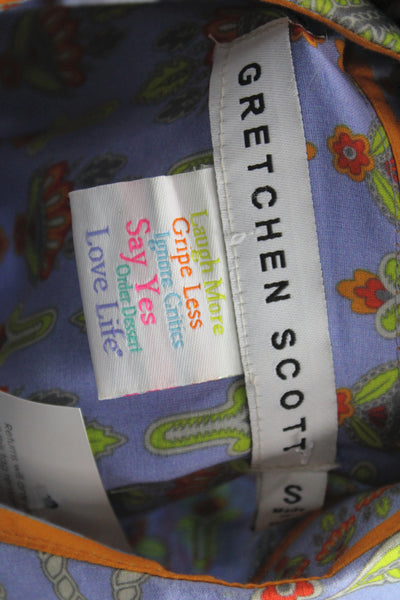 Gretchen Scott Women Shirt Dress Paisley Multicolor Cotton 3/4 Sleeve Size S