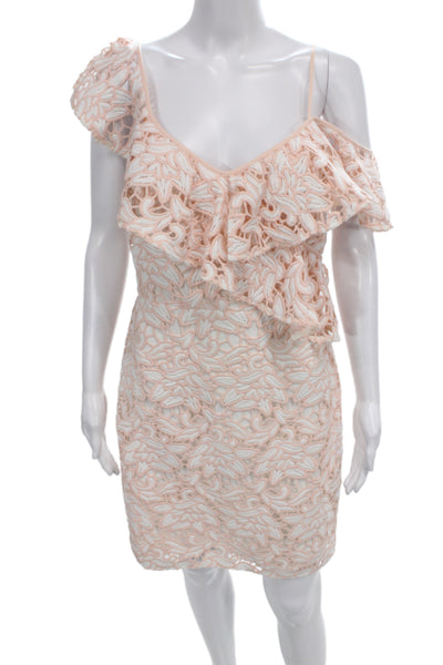 Club Monaco Women Sheath Dress Pink Floral Lace V-Neck Sleeveless Zip Size 6