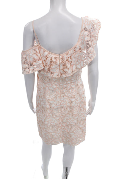 Club Monaco Women Sheath Dress Pink Floral Lace V-Neck Sleeveless Zip Size 6