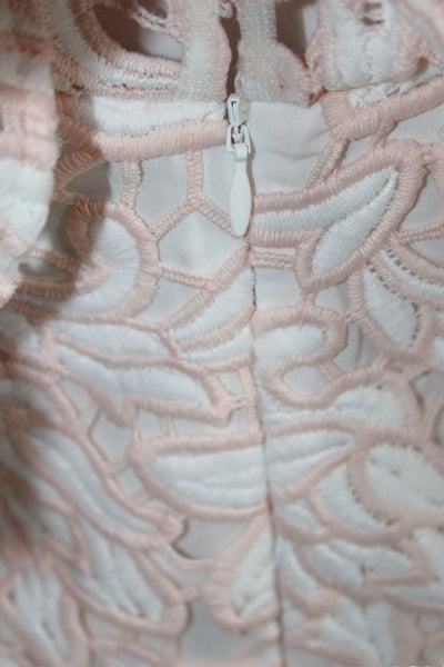 Club Monaco Women Sheath Dress Pink Floral Lace V-Neck Sleeveless Zip Size 6