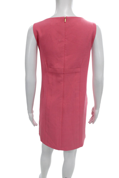 Trina Turk Women Shift Dress Pink Boat Neck Sleeveless Short Polyester Size 6