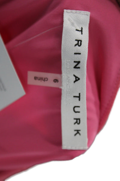 Trina Turk Women Shift Dress Pink Boat Neck Sleeveless Short Polyester Size 6