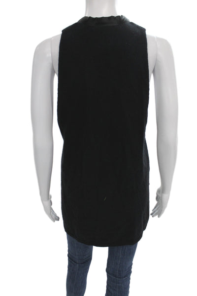 Nanette Lepore Womens Vest Black Rayon V Neck Button Size M