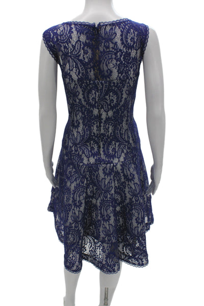Tadashi Shoji Womens Fit & Flare Lace Boat Neck Sleeveless Dress Blue Size XL