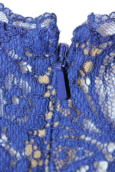 Tadashi Shoji Womens Fit & Flare Lace Boat Neck Sleeveless Dress Blue Size XL