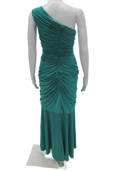 Tadashi Shoji Women Maxi One Shoulder Green Sleeveless Polyester Dress Size XL