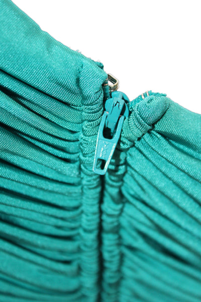 Tadashi Shoji Women Maxi One Shoulder Green Sleeveless Polyester Dress Size XL