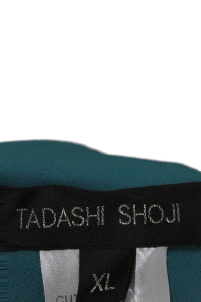 Tadashi Shoji Women Maxi One Shoulder Green Sleeveless Polyester Dress Size XL