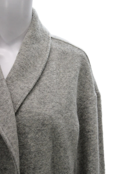 Christian Siriano Women Gray Wool Blend Ombre Overcoat Open Front Size XL