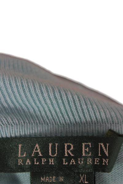 Lauren Ralph Lauren Womens Silk Turtleneck Pullover Short Sleeve Blue Size XL